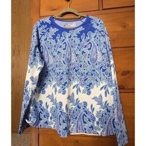 Coolibar Long Sleeve Tunic Size XXL Rashguard Swim Beach Coverup Blue Floral